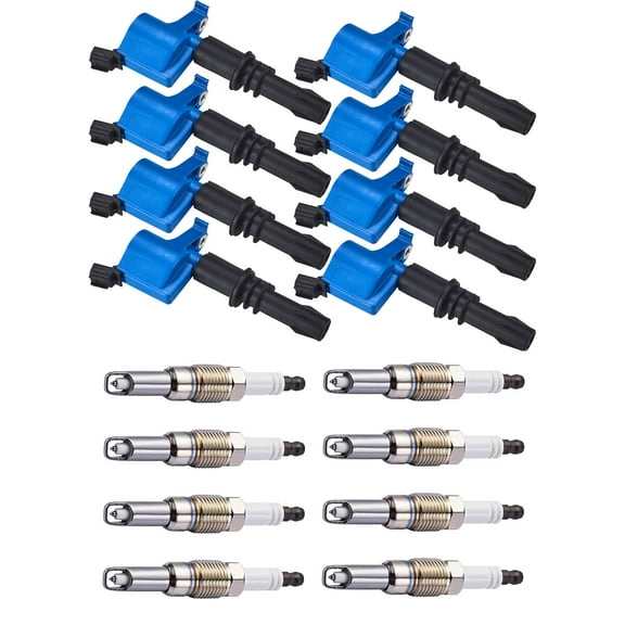Set of 8 ISA Blue Color Ignition Coils & 8 ISA Brand Spark Plugs Compatible with 2005-2008  Ford F-350 Super Duty 6.8L V10 Replacement for DG511 UF537
