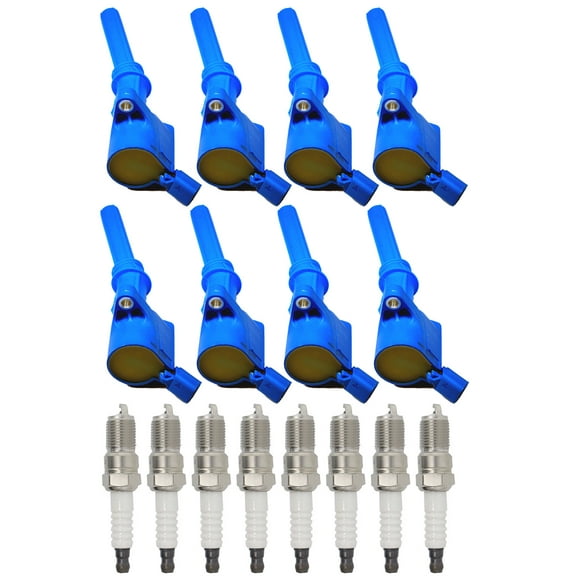 Set of 8 ISA Brand High Performance Ignition Coils and 8 ISA Brand Spark Plugs Compatible with 2000-2005 Ford Excursion 6.8L V10 Replacement for DG508