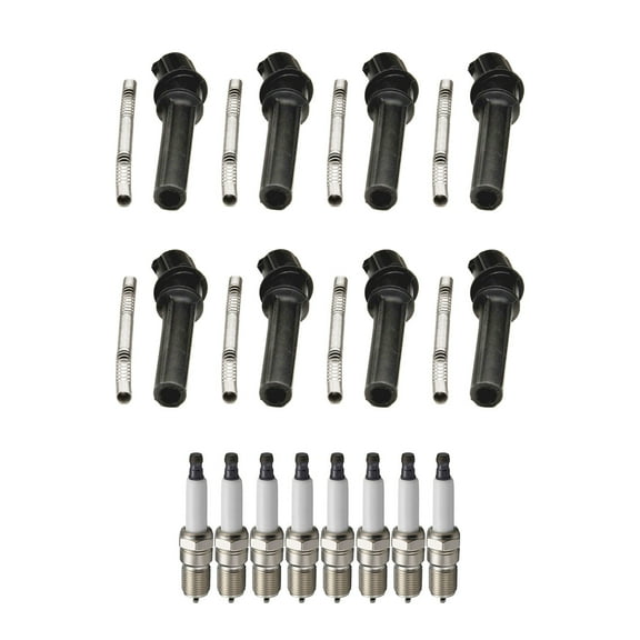 Set of 8 ISA Brand Ignition Coil Boots and ISA Brand Spark Plugs Compatible with 2000 Ford F150 Lariat Standard Cab Pickup 2-Door 4.6L V8 Replacement for DG508 FD503