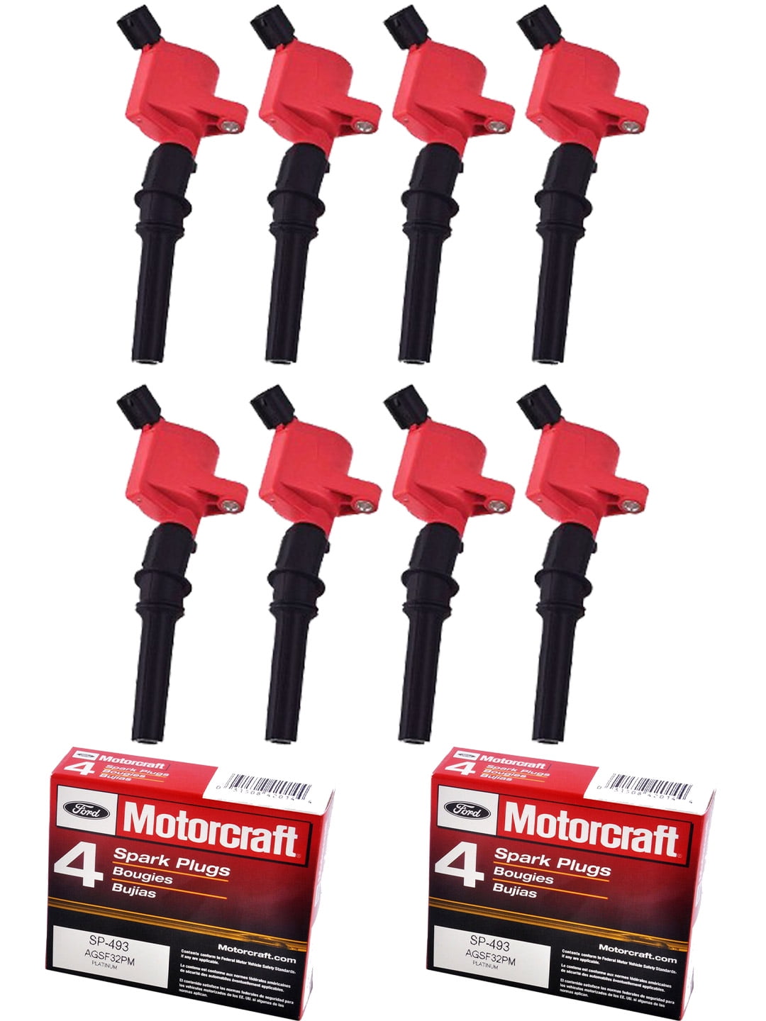 Set of 8 ISA Energy Ignition Coil and 8 Motorcraft Spark Plugs Compatible with 1997-2011 compatible with Ford Crown Victoria Mercury Grand Marquis Lincoln Town Car E-150 4.6L V8 FD503 SP493