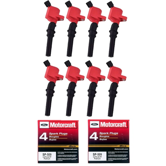Set of 8 ISA Energy Ignition Coil and 8 Motorcraft Spark Plugs Compatible with 2009 2010 Ford Explorer Mercury Mountaineer F-150 SOHC 4.6L V8 FD503 SP509