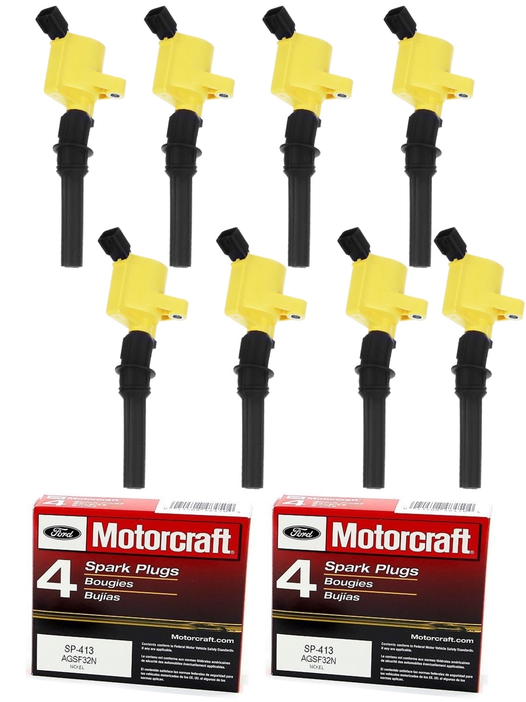 Set of 8 ISA Heavy Duty Ignition Coil & Motorcraft Spark Plugs Compatible with 2000-2011 Ford F-150 Lincoln Town Car Mercury Grand Marquis Expedition Explorer E-150 Crown Victoria 4.6L V8 FD503 SP413