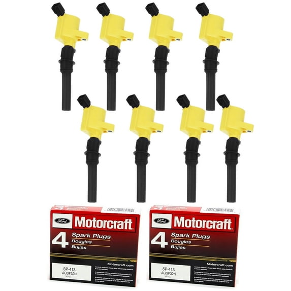 Set of 8 ISA Heavy Duty Ignition Coil & Motorcraft Spark Plugs Compatible with 2000-2011 Ford F-150 Lincoln Town Car Mercury Grand Marquis Expedition Explorer E-150 Crown Victoria 4.6L V8 FD503 SP413