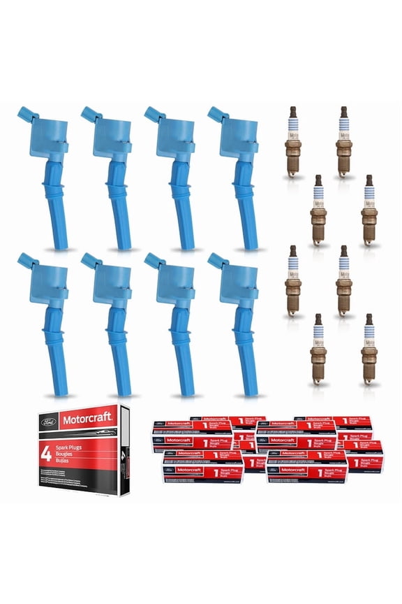 Set of 8 ISA High Performance Ignition Coil and 8 Motorcraft Spark Plugs Compatible with 2001-2008 Ford E150 2003-2008 Ford E250 1998-2008 Ford Crown Victoria 4.6L V8 Replacement for DG508 SP493