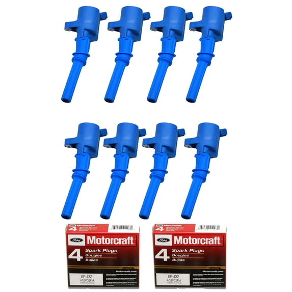 Set of 8 ISA High Performance Ignition Coil and 8 Motorcraft Spark Plugs Compatible with 1997 Ford Mustang 4.6L 1999-2000 Ford Expedition 4.6L and 2000 Ford F-150 4.6L DG508 SP432
