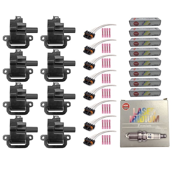 Set of 8 ISA Ignition Coil & 8 Laser IridiumSpark Plug & 8 Ignition Coil Connector for Chevrolet 1998-1999 2001-2002 Express 3500 P30 Replacement For UF192,NGK 6994,S928