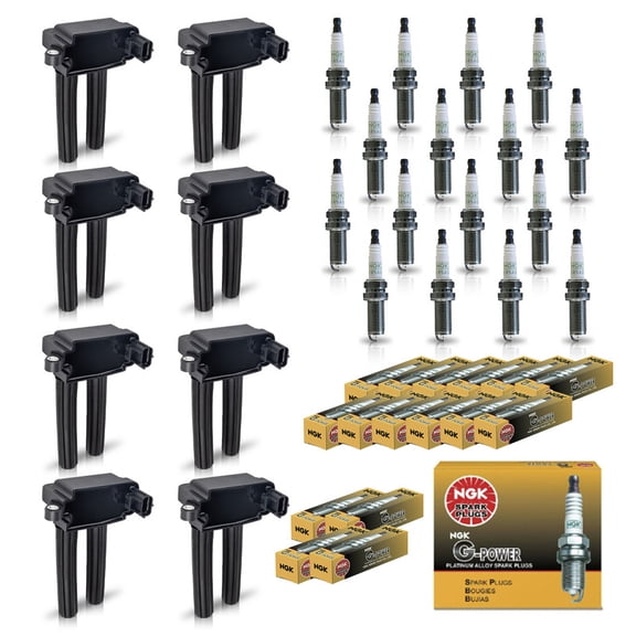 Set of 8 ISA Ignition Coils and 16 NGK Spark Plugs Compatible with 2008-2010 Dodge Challenger SRT8 Coupe 2-Door 6.1L 6059CC 370Cu. In. V8 GAS OHV Replacement For UF504