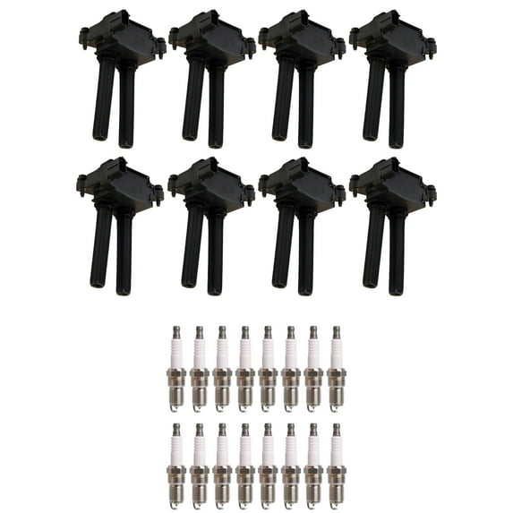 Set of 8 ISA Ignition Coils + 16 Spark Plugs Compatible with 2009-2013 Jeep Grand Cherokee Limited Premium Sport Utility 4-Door 5.7L 345Cu. In. V8 Replacement for UF504