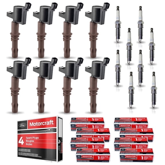 8 ISA Ignition Coils and 8 Motorcraft Spark Plugs for Ford Expedition Explorer F150 F250 350 450 550 Super Duty F650 F750  F53 F59 Mustang Lincoln Navigator Mercury Mountaineer Replacement for FD509