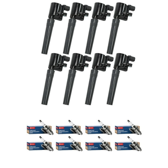Set of 8 ISA Ignition Coils and 8 Spark Plugs for 2002-2005 Ford Thunderbird 3.9L 2000-2002 Jaguar S Type 4.0L & 2000-2006 Lincoln LS 3.9L Replacement for FD506