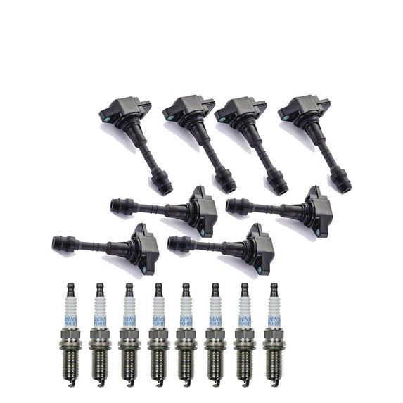 Set of 8 ISA Igntion Coils and 8 Denso Spark Plugs Compatible with 2008-2010 Nissan Titan LE Crew Cab Pickup 4-Door 5.6L 5552CC V8 FLEX DOHC Naturally Aspirated Replacement for UF551