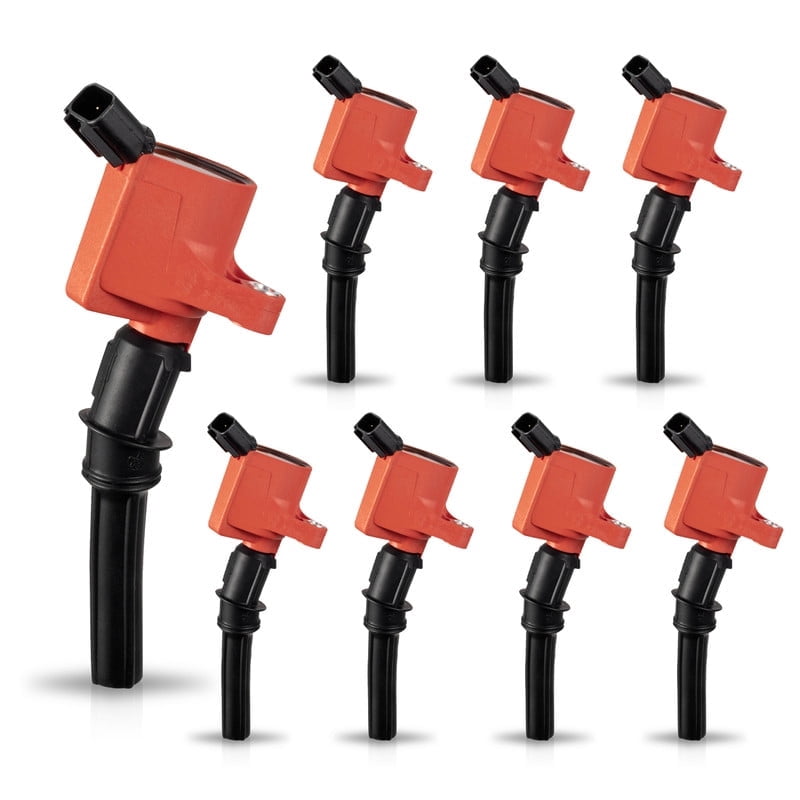 ISA Set of 8 Red Ignition Coil Pack Compatible with Ford Mercury F150 F250 E150 E350 Lincoln Navigator Town Car Crown Victoria Expedition Grand Marquis 4.6L 5.4L 6.8L V8 Replacement for DG508 FD503