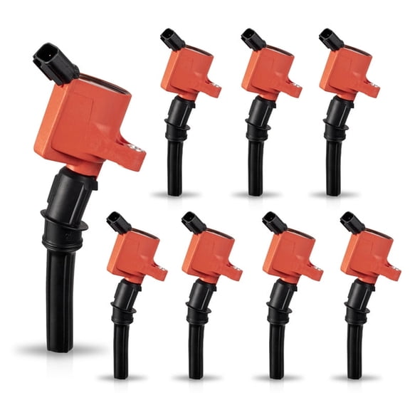 ISA Set of 8 Red Ignition Coil Pack Compatible with Ford Mercury F150 F250 E150 E350 Lincoln Navigator Town Car Crown Victoria Expedition Grand Marquis 4.6L 5.4L 6.8L V8 Replacement for DG508 FD503