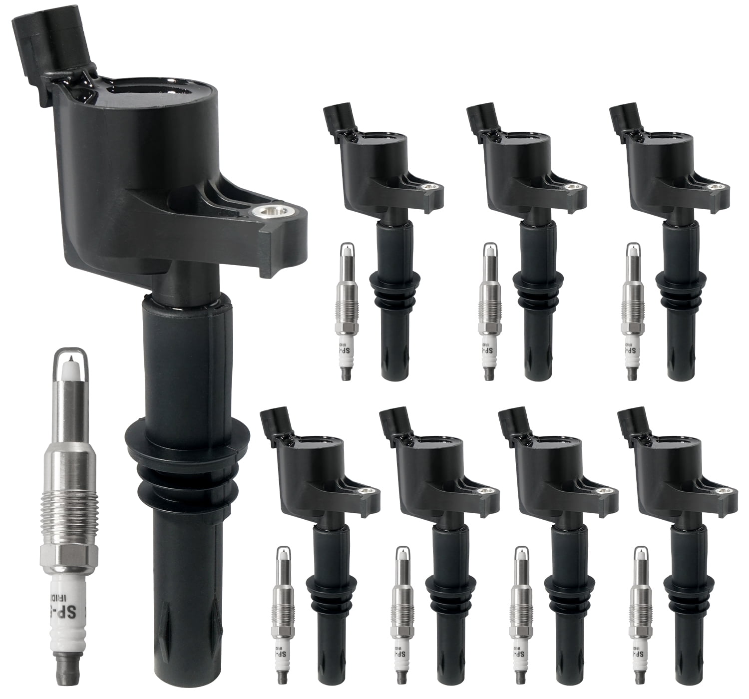 Set of 8 Ignition Coil Packs & Spark Plugs Compatible with 5.4L V8 2004-2008 Ford Expedition F150 F250 F350 Super Duty, Lincoln Mark LT Navigator Replace DG511 FD508 C1541 SP546 (Straight Black Boot)