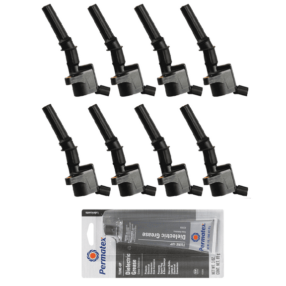 Set of 8 Ignition Coil and Permatex 22058 Dielectric Tune-Up Grease for 1998 1999 2000 2001 2002 2003 2004 2005 Ford Crown Victoria V8 4.6L Gasoline Only Compatible with FD503 C1417