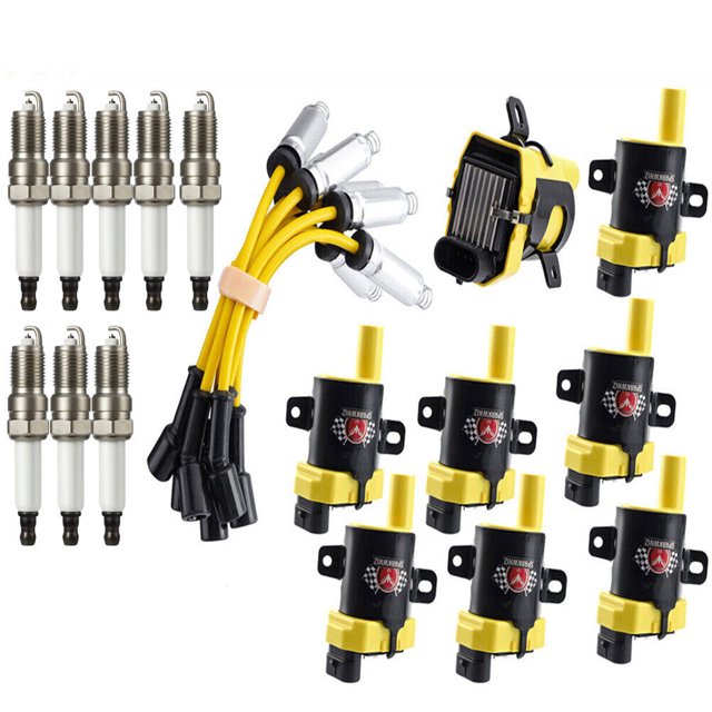 Set of 8 Ignition Coil + Spark Plug + Wire Set for Chevy Silverado 1500
