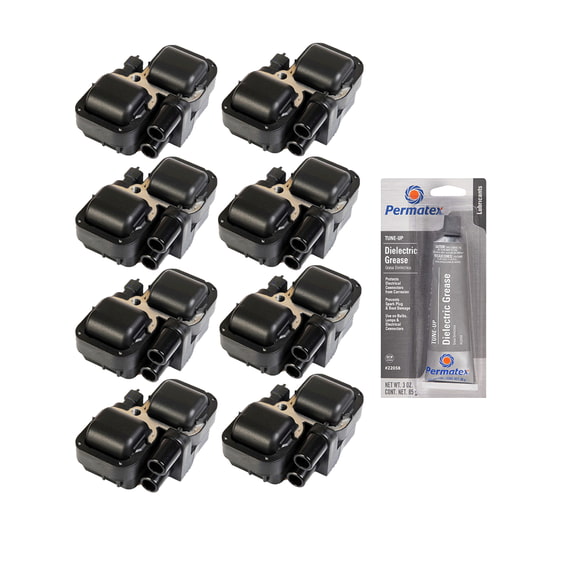 Set of 8 Ignition Coils and Permatex 22058 Dielectric Tune-Up Grease Compatible with 2010 Mercedes-Benz G55 AMG 5.4L V8 5439cc 332ci Replacement for UF359
