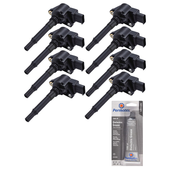 Set of 8 Ignition Coils and Permatex 22058 Dielectric Tune-Up Grease Compatible with 2012-2013 Mercedes-Benz ML63 AMG 5.5L V8 5461cc 333ci Replacement for UF609