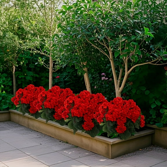 Set Of 8 Large Artificial Geranium Flowers - Uv-Resistant Plastic Heather Shrubs, Perfect for Indoor And Outdoor Decoration, An Ideal Choice for Home, Weddings, Kitchens, And Gardens.