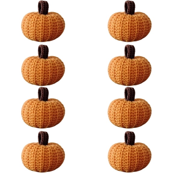 Set of 8 Mini Knitted Pumpkins 2.36 Inch Thanksgiving & Fall Bowl Fillers Decor Halloween Autumn Decorative Pumpkins for Tiered Trays Rustic Shelves Tables Bowls and Farmhouse Theme