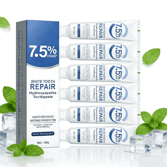 Set 8-Pack Hydroxyapatite Toothpastes for Enamel Protection and Tooth Strengthening, Gentle Mint, Fresh Breath, Daily Use for Oral Health (Gentle Mint)