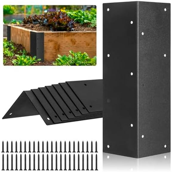 Set of 8 Raised Garden Bed Corner Brackets with Wood Screws for 20"-24" Bed, Rust Resistant Raised Bed Corners Metal Connectors 11" x 3" x 3" for Vegetable Planter Garden