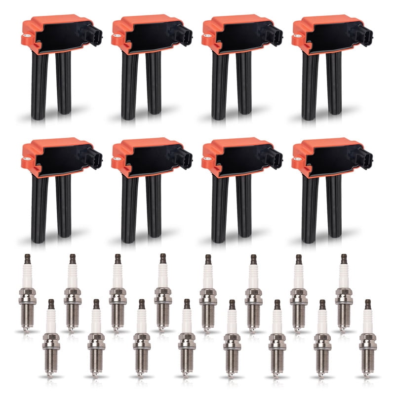 Set of 8 Red ISA Ignition Coils and 16 Iridium Spark Plugs Compatible with 2006-2009 Dodge Ram 1500 2500 3500 Truck V8 5.7L 2006-2015 Jeep Grand Cherokee V8 5.7L Replacement for UF504