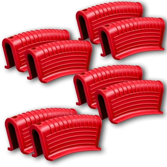 Set of 8 Red Silicone Pot Handle Covers - High Heat Resistant, Anti-Scald, Non-Slip Grip for Cast Iron Skillets & Soup Pots - Perfect for Cooking & Camping, Kitchen Accessories