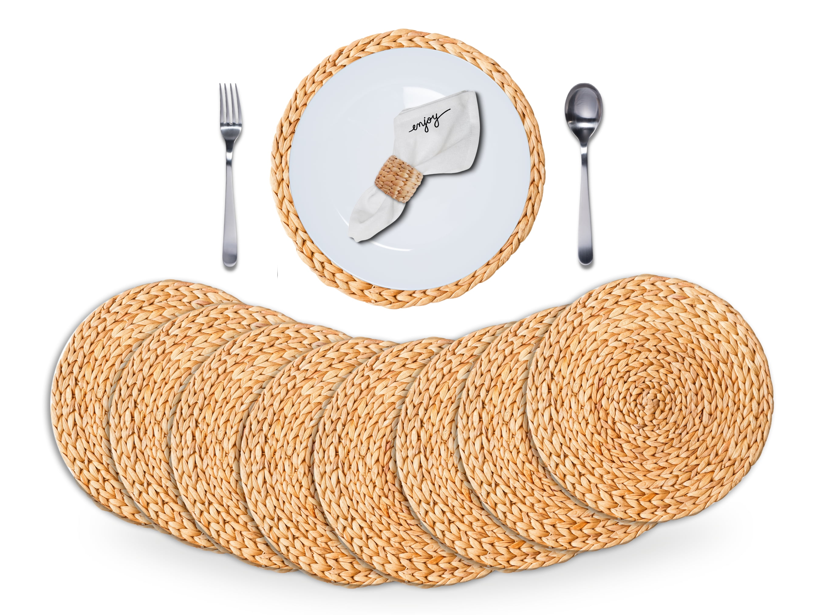 New Unique Whicker Rattan Woven shops Placemats set of 8 13.5” x 19”