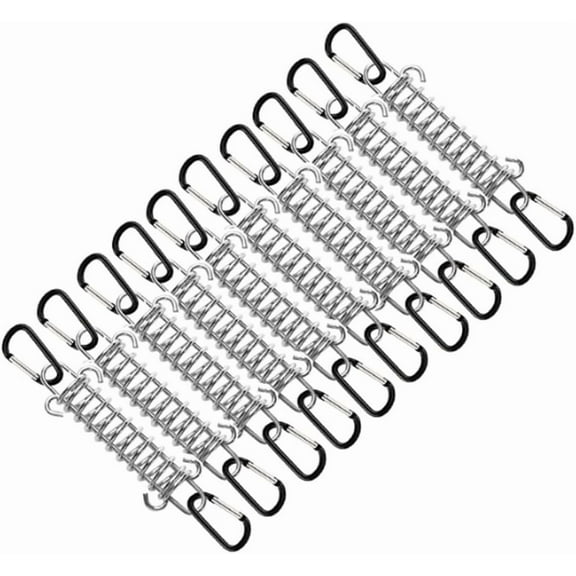 Set of 8 Stainless Steel Traction Springs Hook, Fixing Accessories for Shade Sails,Shade Sail Attachment with Grommets for Tent Outdoor Camping Hiking Travel Picnic (Black 7x4.5cm)
