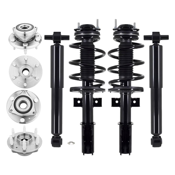 Set 8 Wheel Hub Bearing-Quick Complete Strut-Shock For 2007-2012 GMC Acadia V6