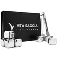 thumbnail image 1 of Set of 8 Whiskey Stones, Reusable Ice Cubes, Beverage Chilling Rocks, Premium Stainless Steel Gift Set for Christmas, Includes Storage Tray and Silicone Tip Tongs., 1 of 4