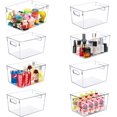 thumbnail image 1 of Set of 8 pack Clear Plastic Storage Bins, Pantry Organization and Storage, Clear Organizing Bins for Kitchen Organization, Freeze Storage, Home Edit and Cabinet Organizers (8Large), 1 of 6