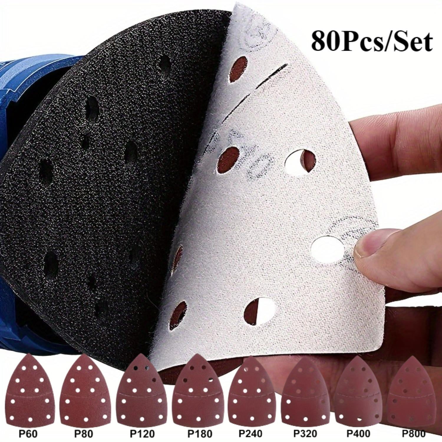 A Set Of 80 Pcs Triangular Mouse Sander Sandpaper Pads,11-hole Hook ...