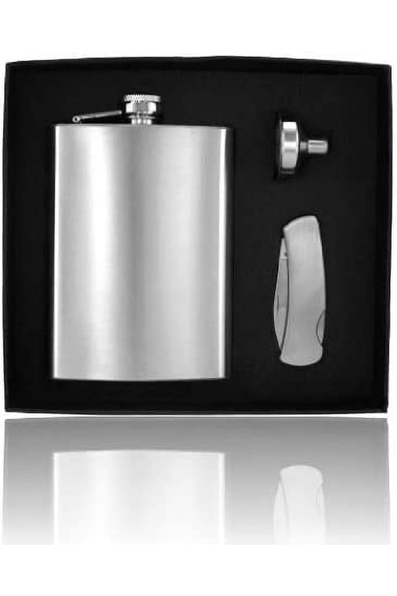 Set 8oz Stainless Steel Flask, And Pocket Knife Groomsman Gift