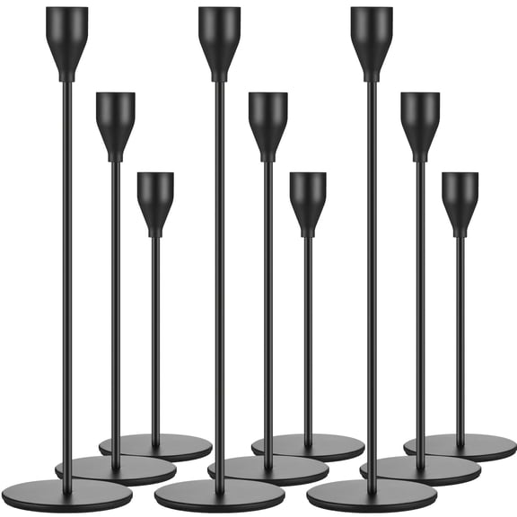 Set of 9 Candle Holders Candlestick Holder for Candles Decorative Candle Sticks Long Holder Table Centerpiece Candle Holders for Home Decor Wedding Dinning Party Anniversary Supplies (Black) Y101