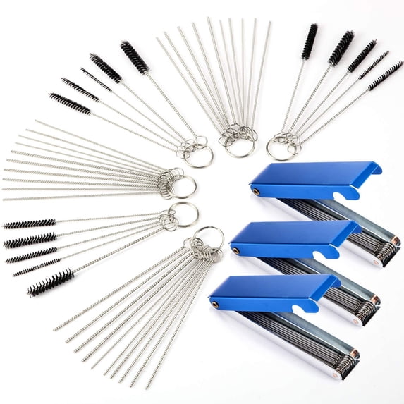 Set of 9 Carburetors Carbon Dirt Jet Remove Cleaner, 39 Pieces Wire Torch Tip Cleaner Tool, 30 Pieces Needles and 15 Pieces Brushes Cleaning Tool Kit for Motorcycle Moped Welder Carb Spray Gun