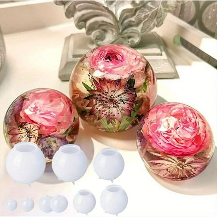 A Set Of 9 Pcs Sphere Silicone Molds For Resin,upgraded Seamless 3d Sphere Resin Molds,large Round Ball Epoxy Resin Molds For Flowers Preservation,resin Casting,soap,candle