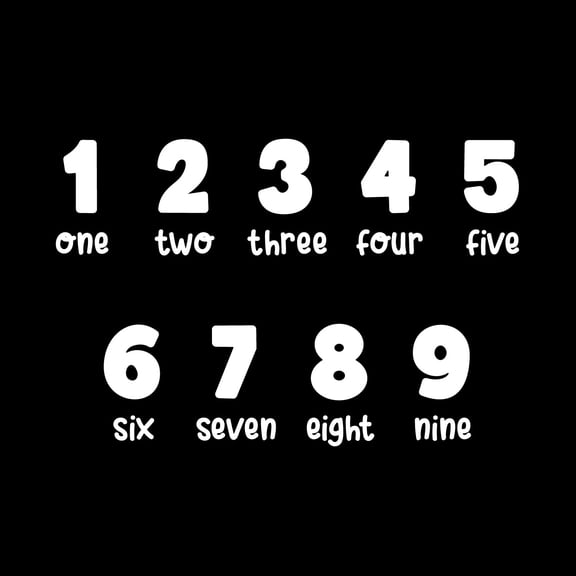 Set Of 9 Vinyl Wall Art Decal - Number Names - From 1.5" x 3.5" Each - Trendy Educational Back to School Design Sticker For Classroom Kids Room Home Kindergarten Preschool Decor