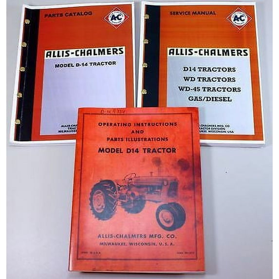 Set Allis Chalmers D14 Tractor Service Parts Owner Manual Technical Operator