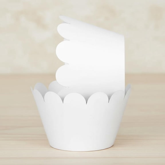 Set of Artistic Bake Cake Cups Filigree Vine Lace Laser Cut Cupcake Wrapper Liner Baking Cup Muffin Case Trays for Party Decoration Kitchen Gift (White)