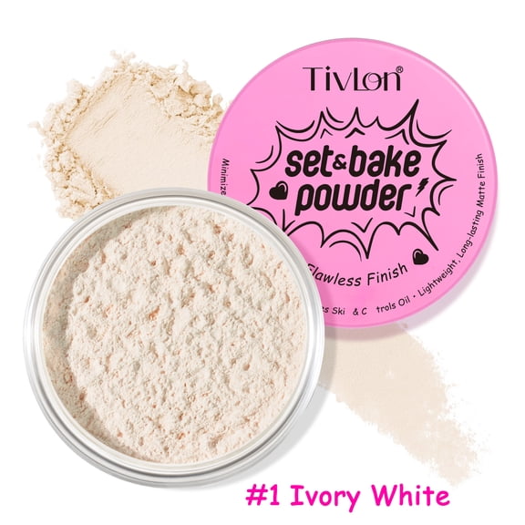 Set & Bake Powder for Nourishes Skin & Controls Oil, Long-Lasting Matte Finish Setting Powder for Fair to Medium Skin Tones, 0.85 oz