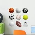 thumbnail image 1 of Set Balls Sports Wall Decal Sticker Set Wallmonkeys Individual Peel and Stick Graphics on a (12 in W x 12 in H) Sticker Sheet WM502998, 1 of 4