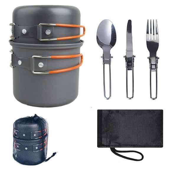 Set  Camping Cookware Utensils Outdoor Tableware Set Hiking Picnic Backpacking Camping Tableware Pot Pan 1-2persons