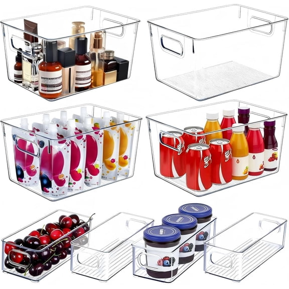 Set Clear Plastic Storage Bins, Stackable Storage Containers for Pantry Organization and Kitchen Storage Bins,Home Edit and Cabinet Organizers