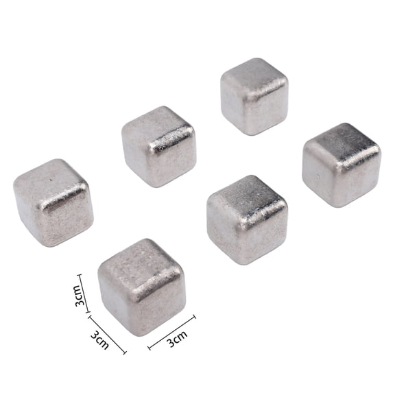 Set Cubes 6 Pack Pure Ti Ice Cubes Reusable Whiskey Stones Metal Cooling Cubes Non-Diluting Chilled Rocks for Drinks Cocktails