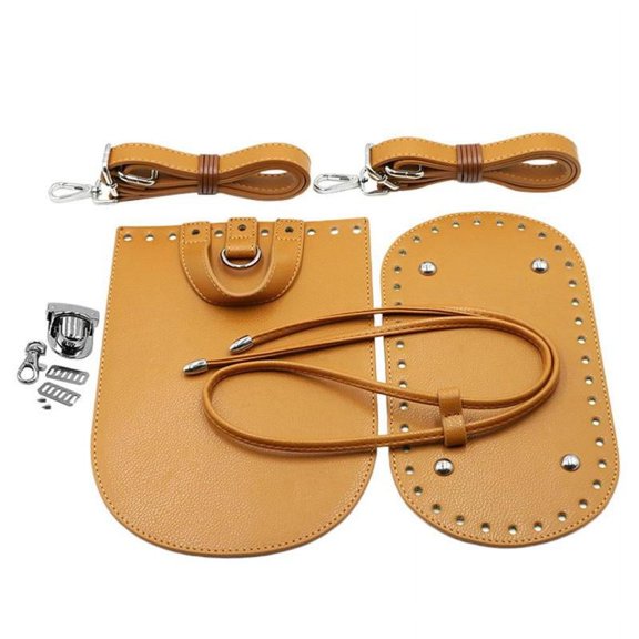 Set DIY PU Leather Crochet Bag Bottom Base Drawstring Bag Buckle For Bag Making - Brown