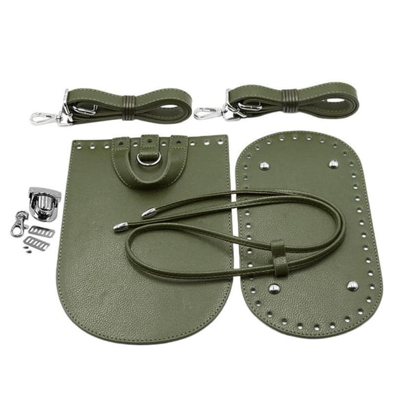 Set DIY PU Leather Crochet Bag Bottom Base Drawstring Bag Buckle For Bag Making - Green