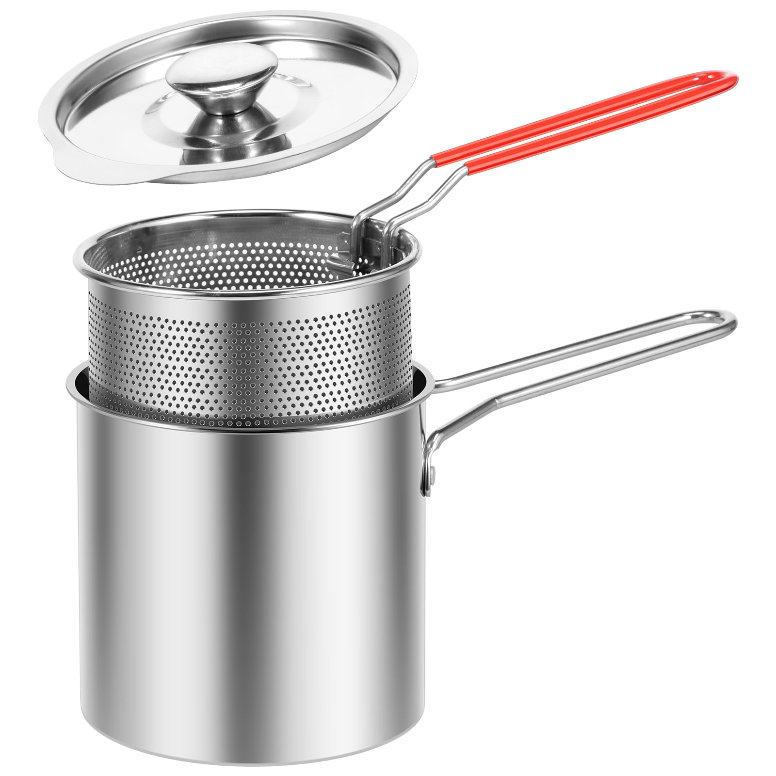 Set Deep Frying Pot Kitchen Fryer With Strainer Stainless Steel Tempura