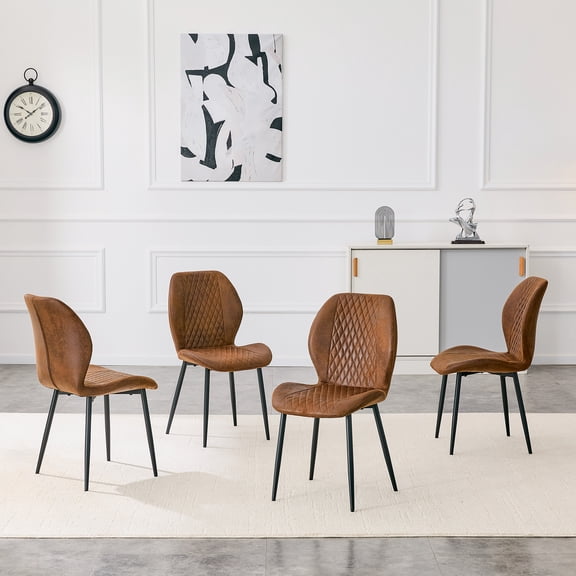 Set Dining Chair, 4-piece Black Fabric, for Dining Room
